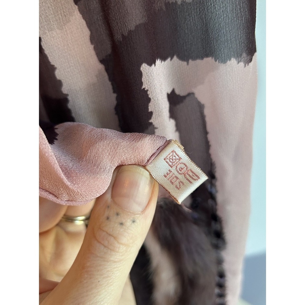 Sheer Silk Scarf Wrap Rabbit Fur Tassel Sequin Retro Glam Maximalist‎ Bohemian - Picture 6 of 7